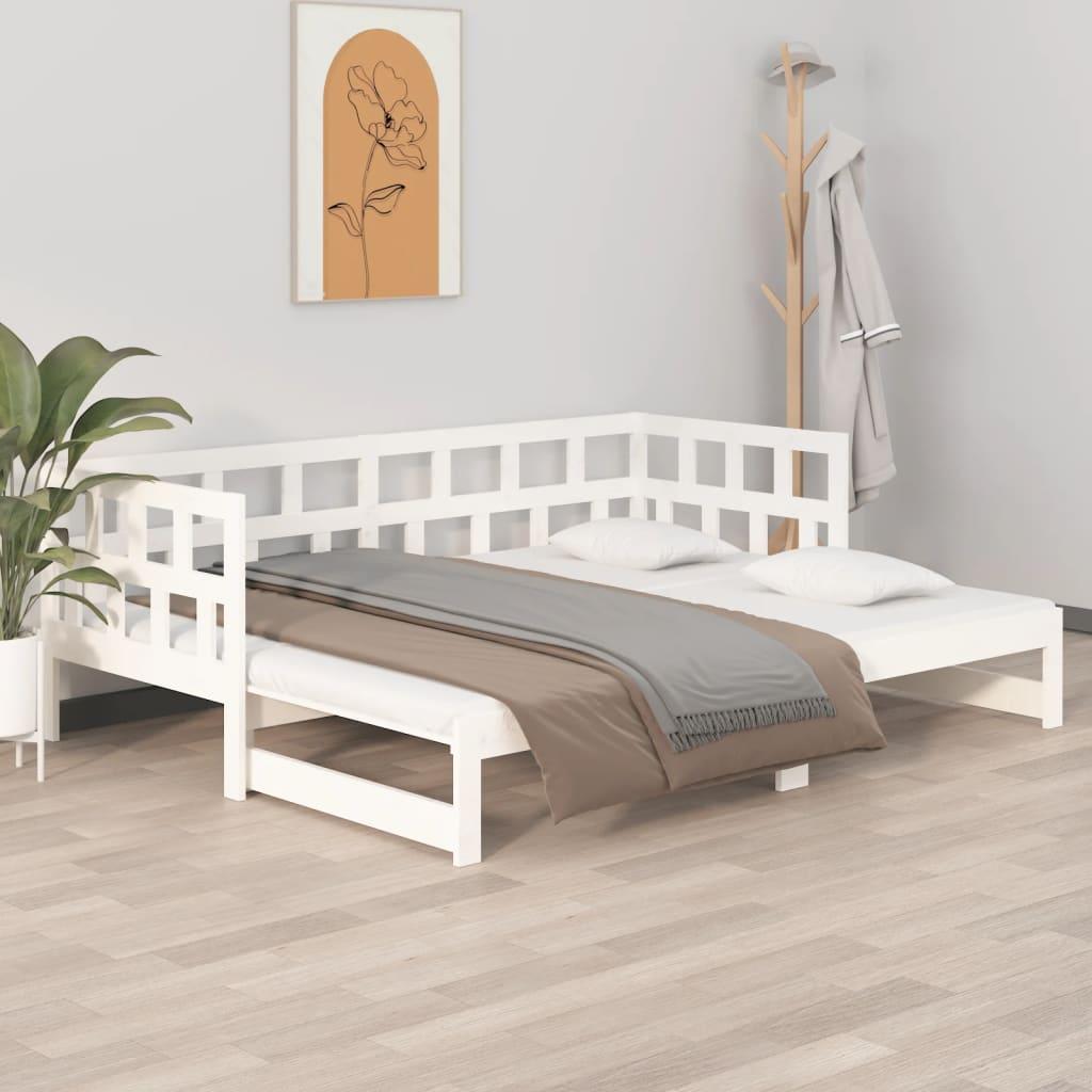 Hvid vidaXL daybed vist udtrukket med madrasser og sengetøj, som ikke medfølger