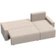 Beige Aosom hjørnesovesofa med chaiselong og udfoldet soveflade